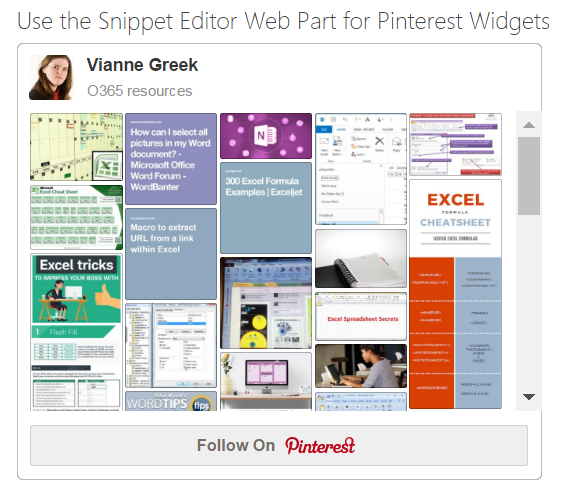 Adding a Pinterest Board to SharePoint