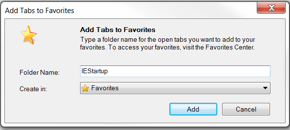 Internet Explorer Favorites: Name Folder