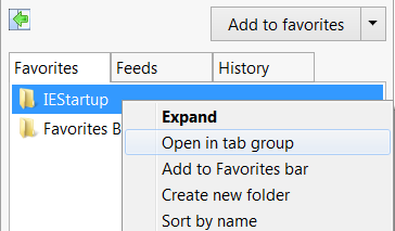Internet Explorer Favorites: Open in Tab Group