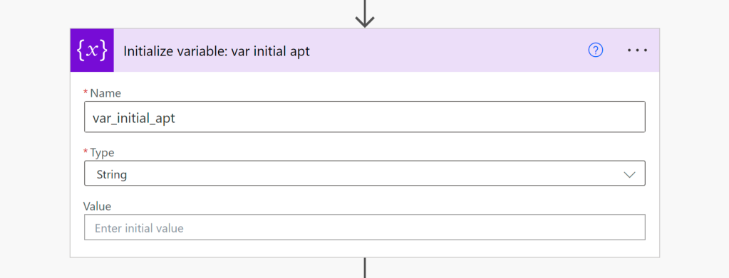 initialize the initial apt variable - described below