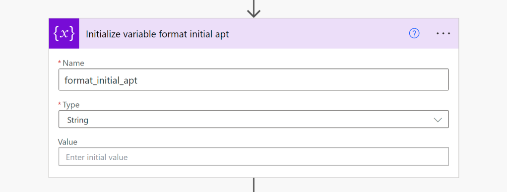 initialize the format initial apt variable - described below
