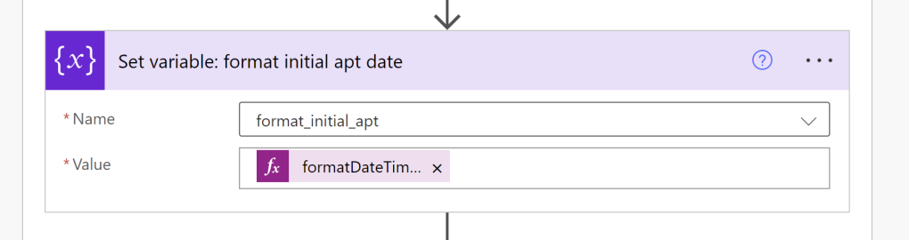 set variable format initial apt date to formatdatetime formula below.